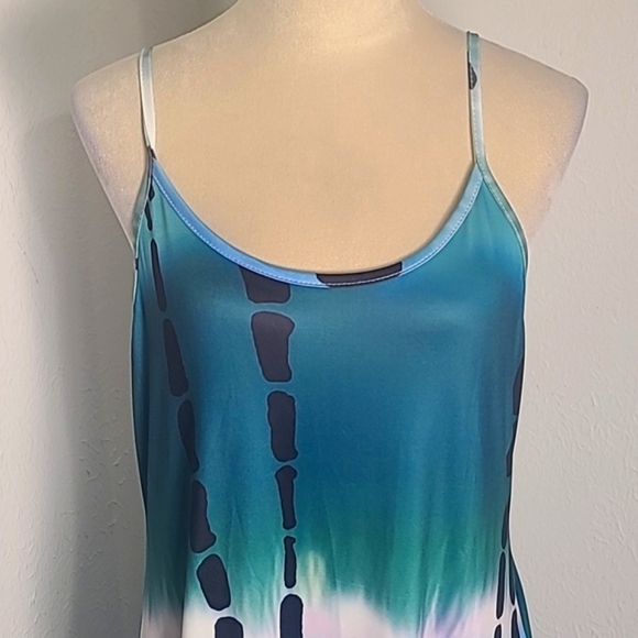 Shein Shades of Blue, White Maxi-Dress OS Pockets, Spaghetti Straps Size 12 NWOT - Picture 4 of 11